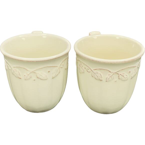 Longaberger Pottery VINTAGE VINE MUG in Cream Set of 2 - Picture 3 of 8